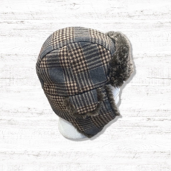 Faded Glory Fur Trap Hat One Size Gray & Brown - Picture 4 of 7